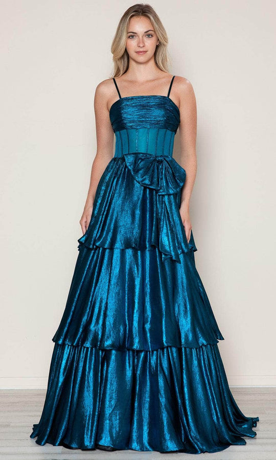 Poly USA 9718 - Ruched Sheer Corset Prom Gown