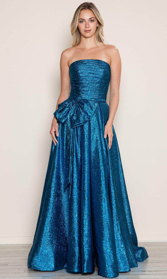 Poly USA 9720 - Straight Neckline Metallic Prom Dress