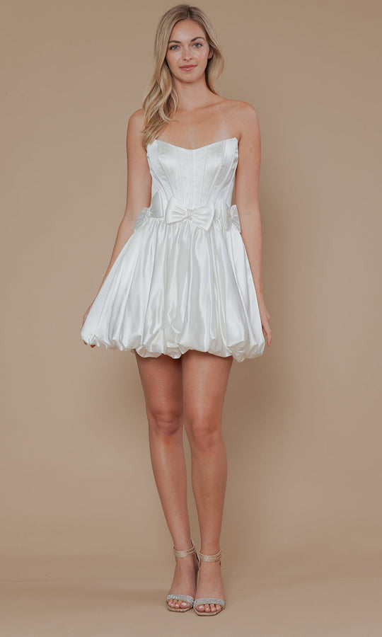 Poly USA 9950 - Strapless Bubble Mini Dress with Ribbon Accent