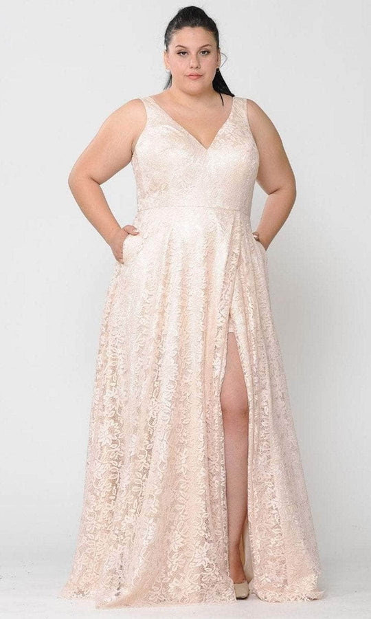 Poly USA W1020 - Lace Overskirt Evening Gown