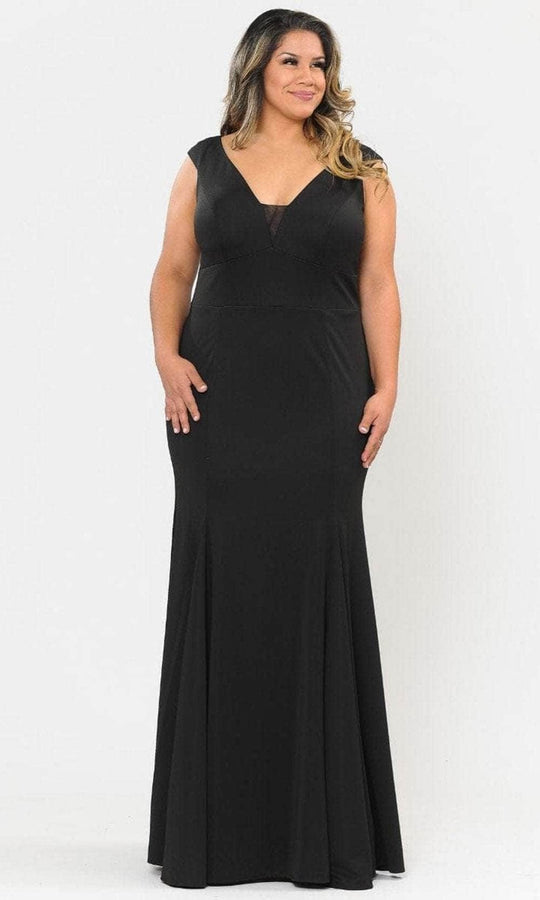 Poly USA W1022 - Sleeveless Plunging V-Neck Formal Dress