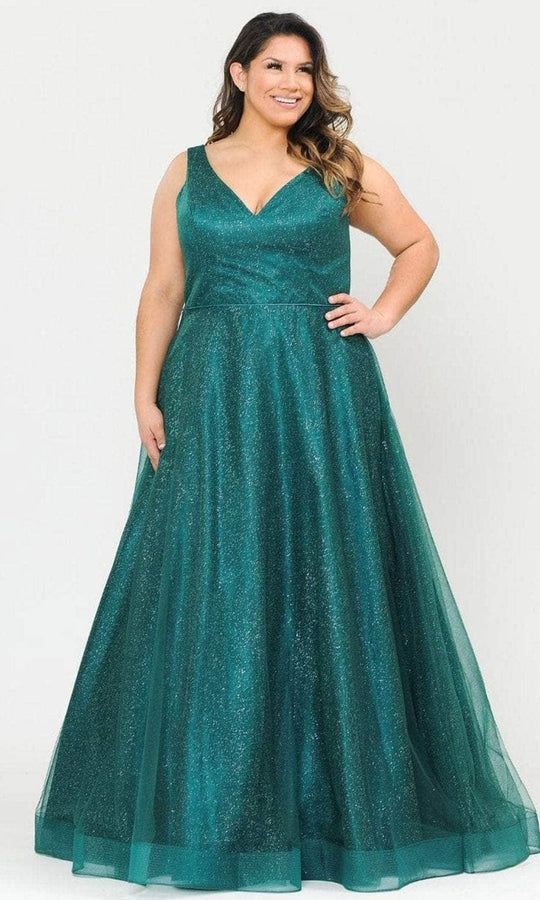 Poly USA W1024 - Sleeveless Glittered Semi-Ballgown