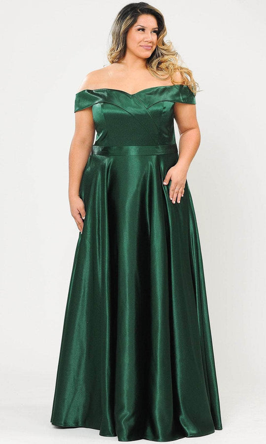 Poly USA W1058 - Off-shoulder Semi-sweetheart Evening Gown
