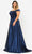 Poly USA W1064 - Off Shoulder Embroidered Plus Prom Dress Prom Dresses 14W / Navy