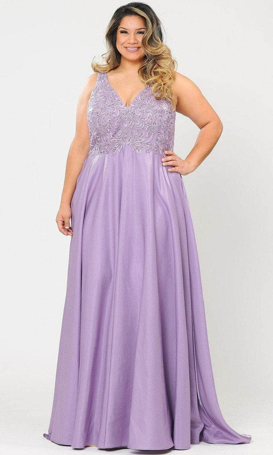 Poly USA W1074 - Lace Bodice A-Line Evening Dress