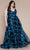 Poly USA W1134 - Floral Glitter Plus Prom Dress Prom Dresses 14W / Black/Turquoise