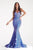 Portia and Scarlett - PS21208 Strapless Velvet Sequin Evening Gown Prom Dresses 00 / Ocean Blue