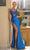 Portia and Scarlett PS23459 - Lace Appliqued Plunging Prom Gown Prom Dresses 00 / Cobalt