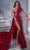 Portia and Scarlett PS23666 - Draped Evening Gown with Slit Special Occasion Dress 00 / Red