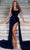 Portia and Scarlett PS23669 - Asymmetrical Velvet Prom Gown Special Occasion Dress 00 / Navy
