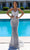 Portia and Scarlett PS23713c - V-Neck Beaded Fringe Evening Gown Special Occasion Dress 0 / White-Ab