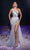 Portia and Scarlett PS23924 - Beaded Appliqued Drape Evening Gown Evening Dresses 0 / Blue-Silver