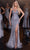 Portia and Scarlett PS23965 - Stripe-Beaded Asymmetrical Feathered Gown Prom Dresses 0 / Silver