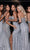 Portia and Scarlett PS23965 - Stripe-Beaded Asymmetrical Feathered Gown Prom Dresses