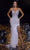 Portia and Scarlett PS23969 - Plunging Neck Feathered Sheath Gown Evening Dresses 0 / Ivory