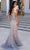 Portia and Scarlett PS23978 - Feather Shoulder Plunging Long Gown Evening Dresses