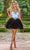 Portia and Scarlett PS24014 - Beaded Trim A-Line Cocktail Dress Special Occasion Dress 00 / Black Blue