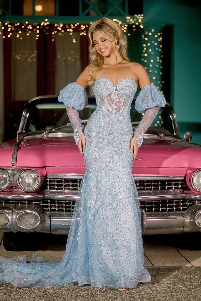 Portia and Scarlett's Captivating Blue Mermaid Gown for Formal Occasions (PS23446)