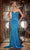 Portia and Scarlett PS24181 - Rhinestone Ornate Prom Dress with Slit Special Occasion Dress 00 / Blue