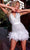 Portia and Scarlett PS24208 - Sequined Feather Hem Cocktail Dress Special Occasion Dress 00 / White