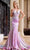 Portia and Scarlett PS24250 - Floral Appliqued Iridescent Prom Gown Prom Dresses 00 / Pink