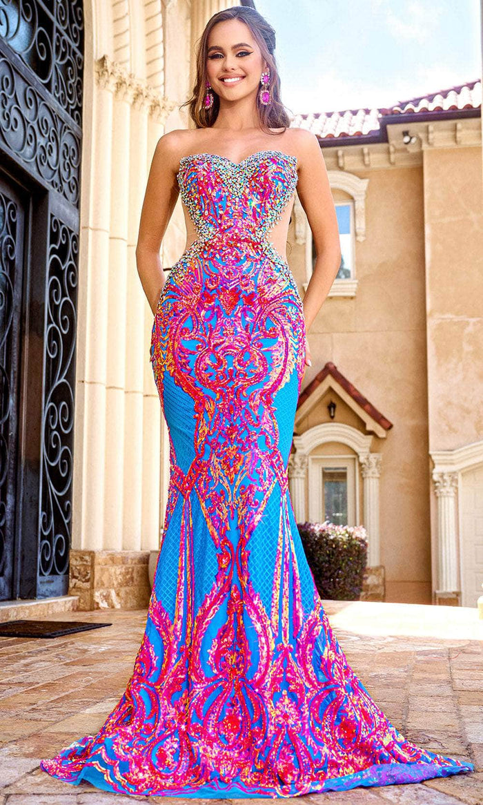 Portia and Scarlett PS24345 - Strapless Embellished Prom Gown Special Occasion Dress 00 / Multi