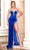 Portia and Scarlett PS24507 - Plunging V-Neck Illusion Panel Prom Gown Special Occasion Dress 00 / Blue