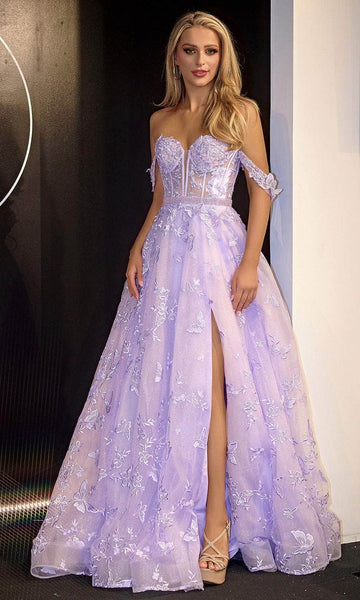 fitted lace wedding dress Natalie |Aline Lilac Corset Short Tulle Prom Dress with 3D Butterflies, Lilac / 8