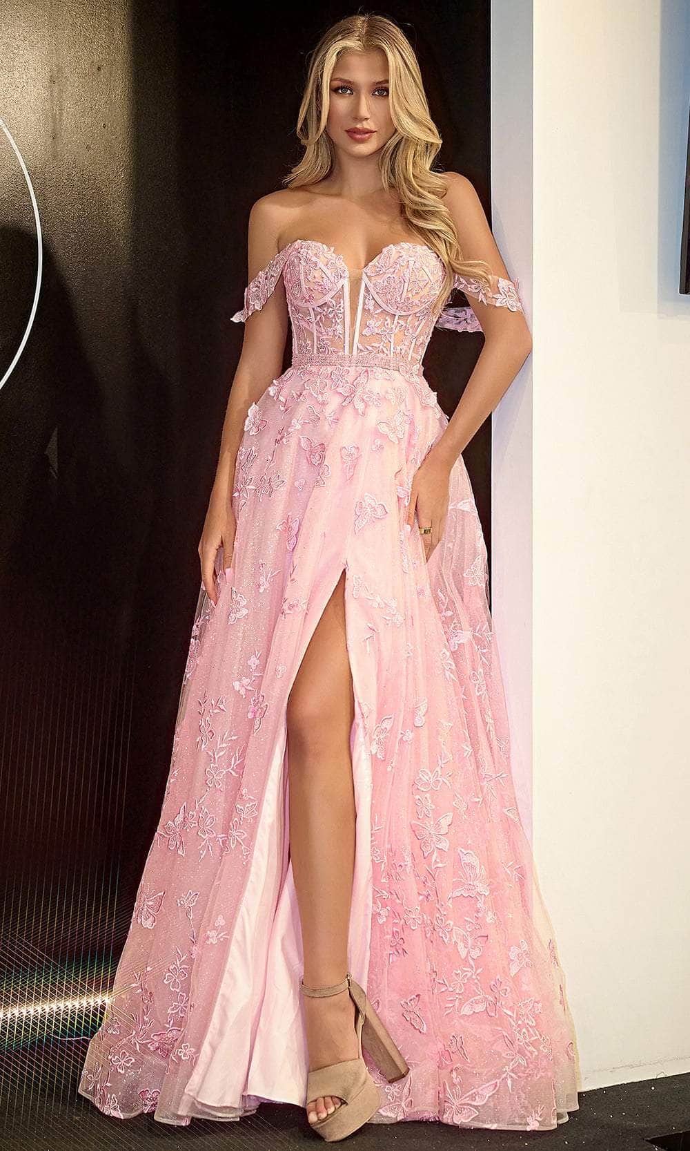 pink butterfly prom dress Back Sequin Butterfly Maxi Dress in Pink
