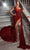 Portia and Scarlett PS24677E - One Shoulder Shimmer Evening Gown Special Occasion Dress 00 / Deep-Red