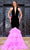 Portia and Scarlett PS24680 - Halter Plunging Prom Gown Special Occasion Dress 00 / Black-Pink