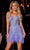 Portia and Scarlett PS24902 - Plunging Short Feathered Cocktail Dress Special Occasion Dress 00 / Blue Purple