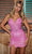 Portia and Scarlett PS24904 - Plunging Beaded Slit Sheath Dress Special Occasion Dress 00 / Pink