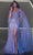 Portia and Scarlett PS24931E - Sequined Long Cape Evening Dress Evening Dresses 00 / Silver