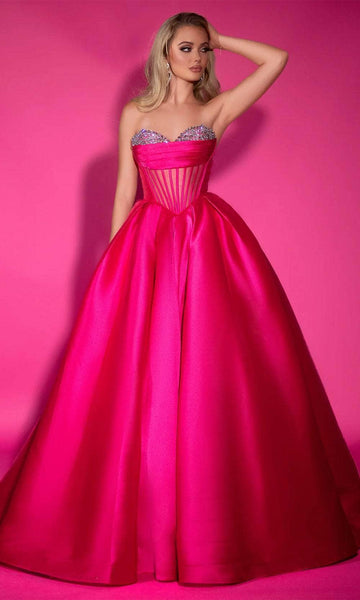 strapless open back dress Navy Blue Prom Dress Women Sexy Dresses Elegant Tulle Evening Gown Y11 –  Simplepromdress main image 1