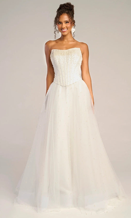 Portia and Scarlett PS26034 - Pearl Embellished Corset Tulle Gown