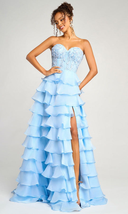 Portia and Scarlett PS26048 - Tiered Ruffle Sweetheart Gown With Slit