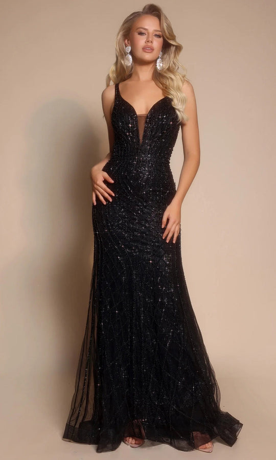 Portia and Scarlett PS26089 - Glimmer Plunging V-Neck Prom Gown