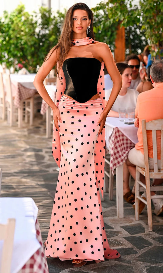 Portia and Scarlett PS26118 - Strapless Polka Dot Sheath Prom Dress