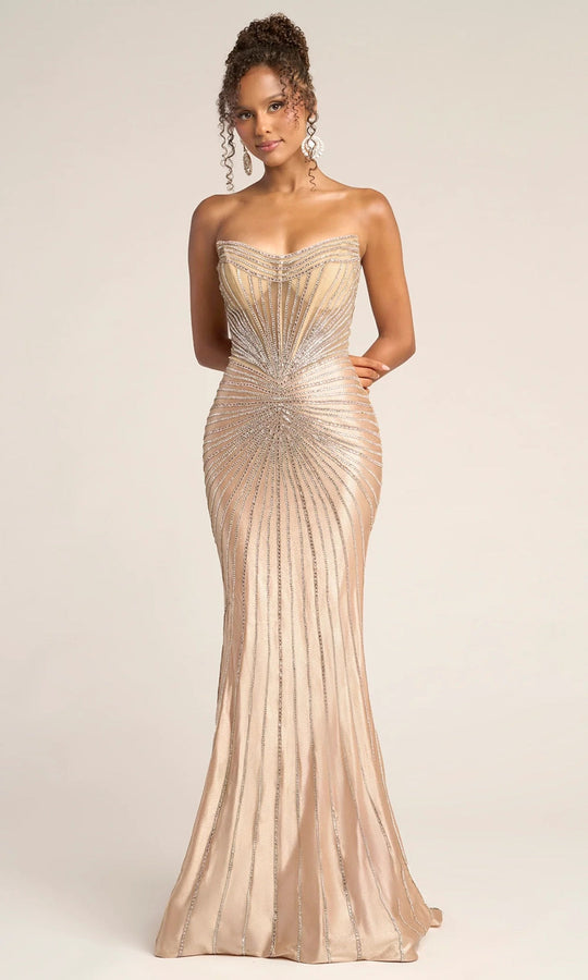 Portia and Scarlett PS26250 - Scoop Neckline Illusion Beaded Gown