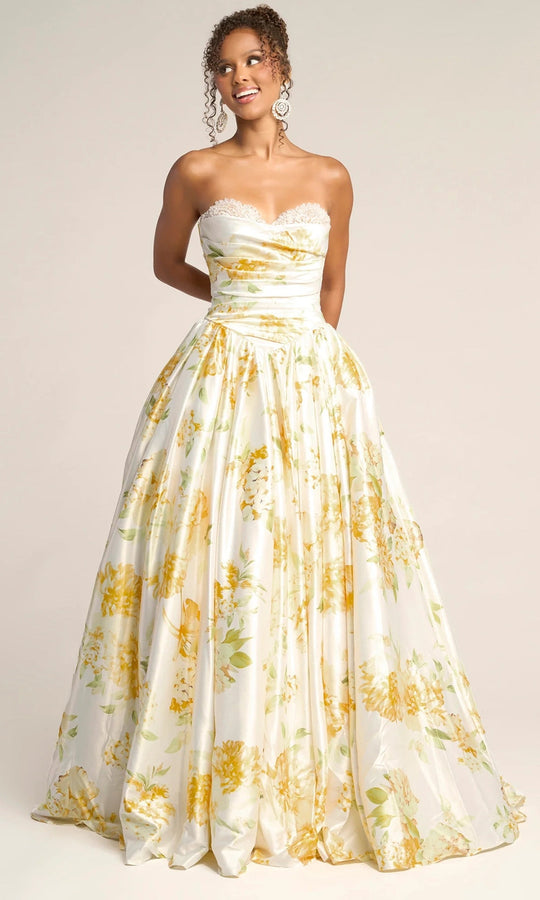 Portia and Scarlett PS26298 - Lace Trim Sweetheart Floral Ballgown