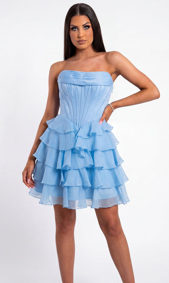 Portia and Scarlett PS26749 - Strapless Layered Ruffle Mini Dress