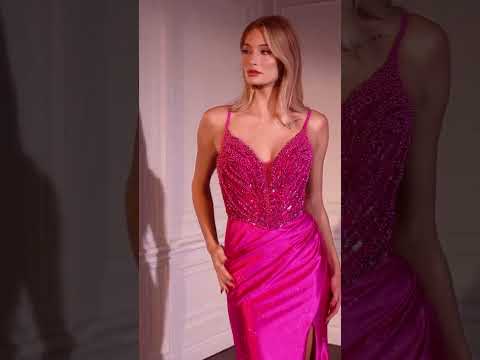 Ladivine CC0238 - Draped High Slit Evening Dress
