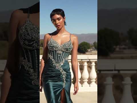Ladivine CM383 - Crystal-Embellished Sweetheart Prom Gown