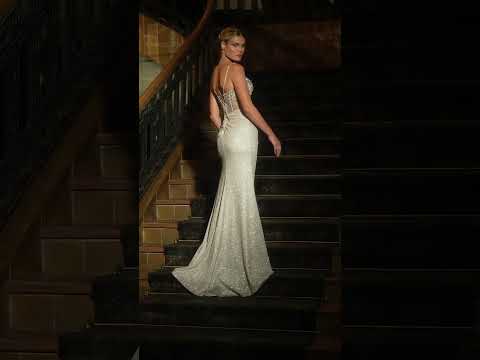 Ladivine J4305 - V-Neck Sheer Corset Prom Gown