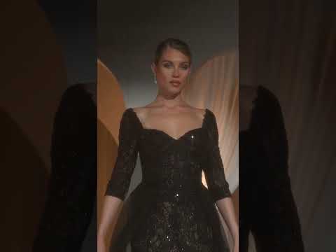 Ladivine CD749 - Quarter Sleeve Queen Anne Lace Evening Gown