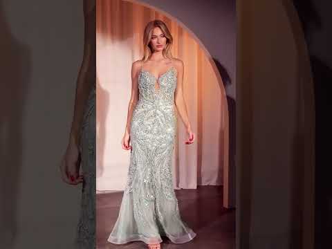 Ladivine CC0240 - Pearl-Embellished Mermaid Prom Gown