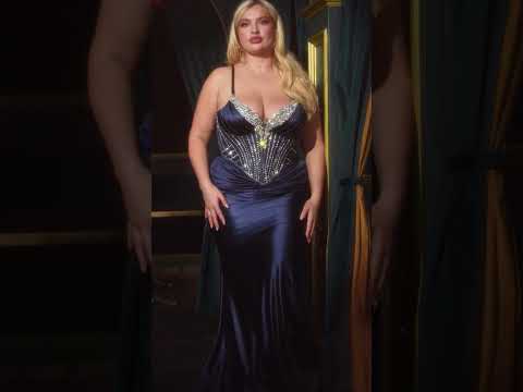 Ladivine CD752C - Embellished Plunging Neck Sleeveless Prom Gown