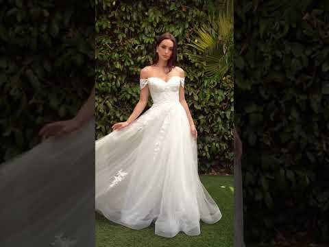 Ladivine Bridal C159W - Floral A-Line Bridal Dress