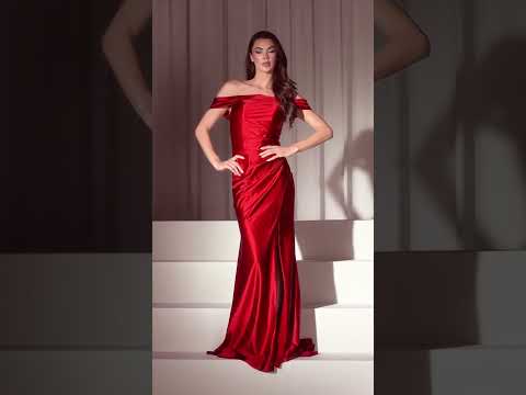 Ladivine J877 - Fitted Satin Long Gown